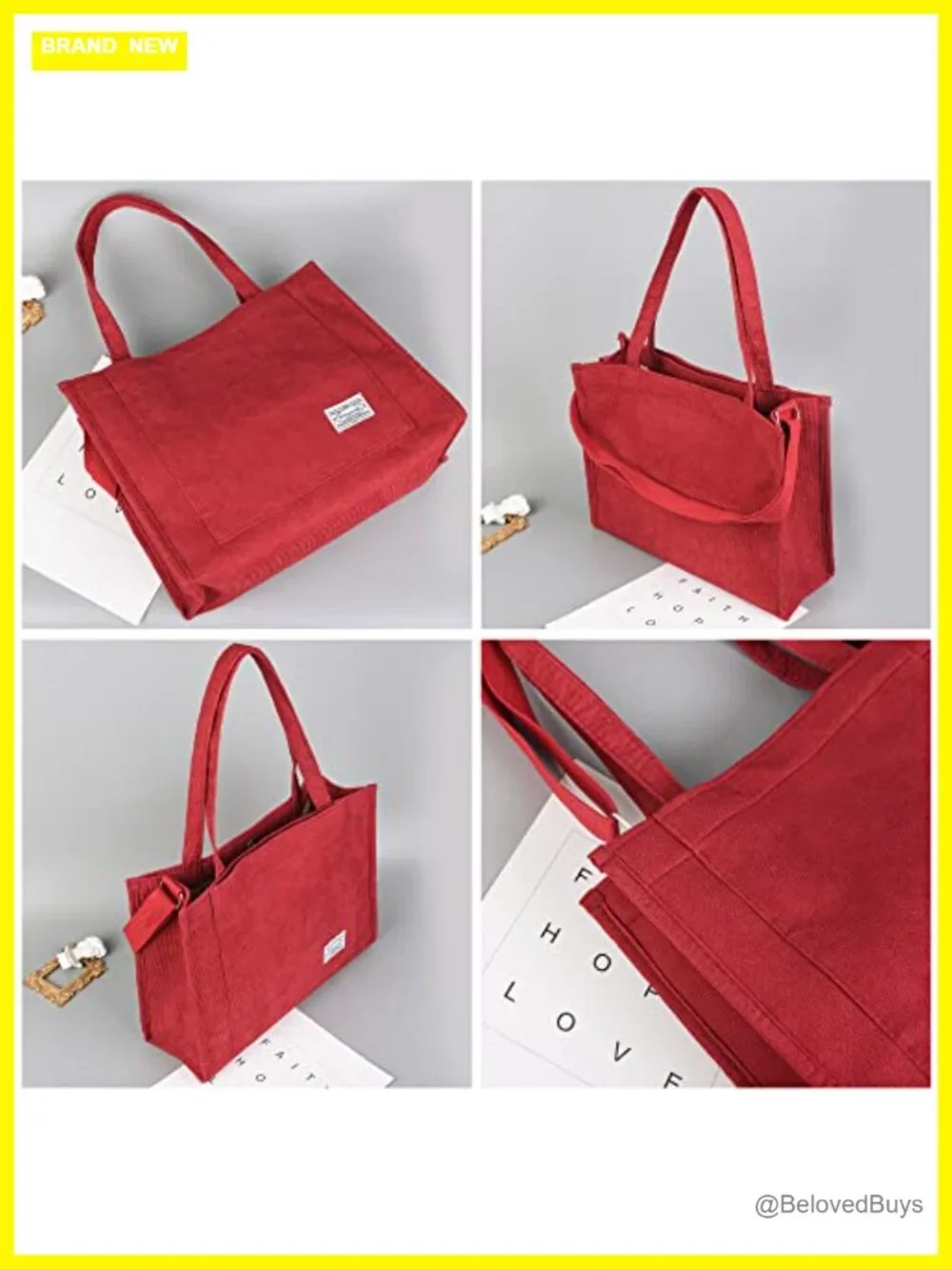Corduroy Tote Bag Crossbody Shoulder Tote Work Travel Handbag